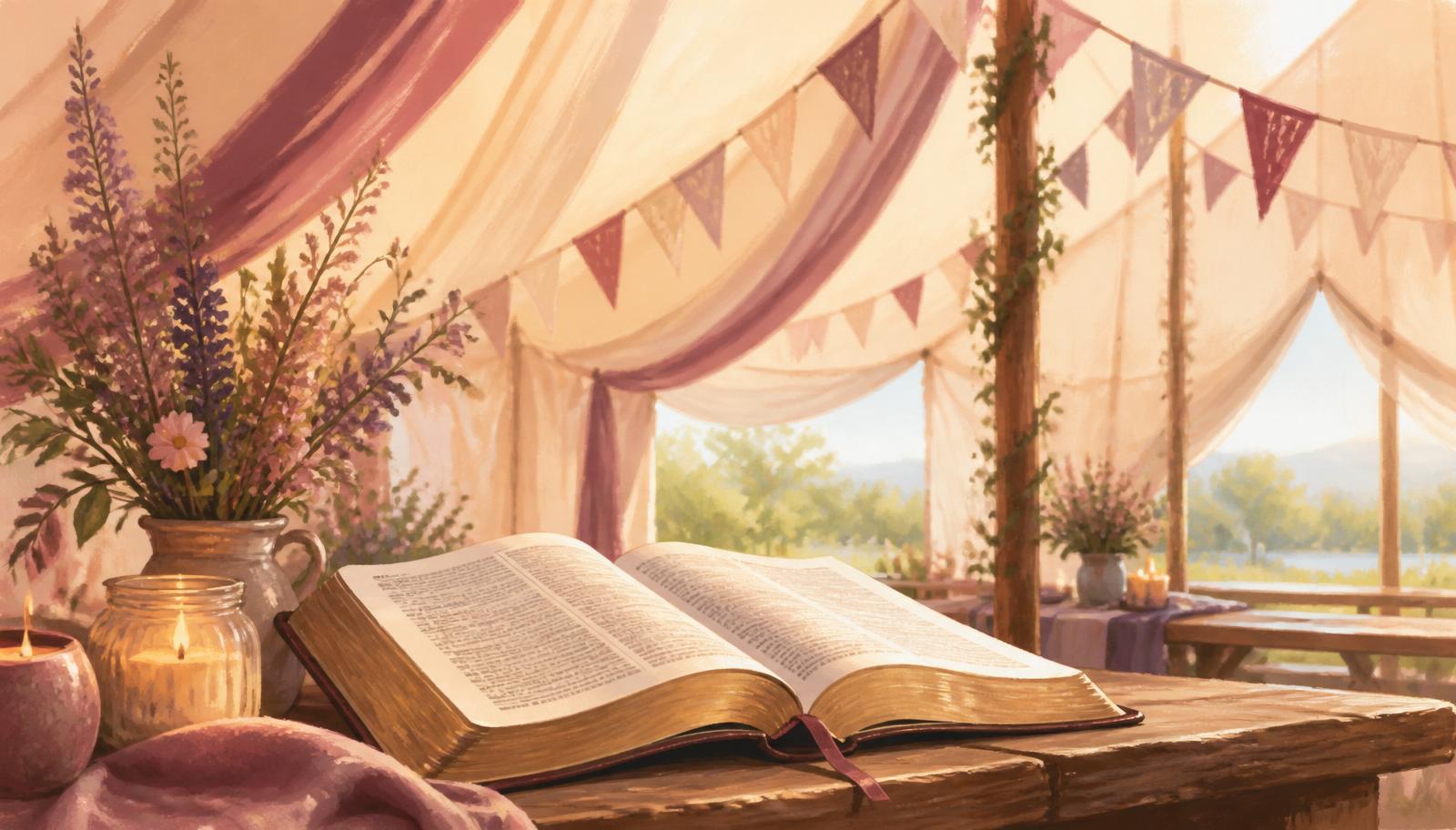 Uppslagen bibel i festivaltältet